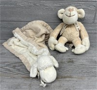 (2) Organic Toys Lamb And Monkey