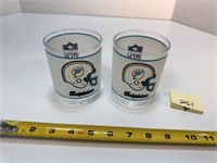 2 Mobil Oil NFL Dolphins Drinking Glasses