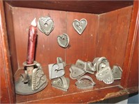 GROUP OLD COOKIE CUTTERS & CANDLE
