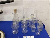 PYREX AND KIMAX ERLENMYER FLASKS AND BOTTLES