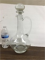 Vintage Clear Glass Etched Wine Decanter