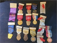 vintage firemen medals ribbons convention 1950s