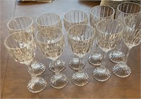 SET OF 10 ETCHED WINE GLASSES