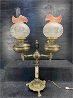 ANTIQUE BRASS AND ONYX ENGLISH 2 FIST DOUBLE