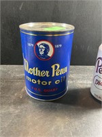 Mother Penn oil can bank 5 1/2 inches tall