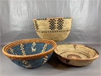 (3) Southwest Design Woven Baskets