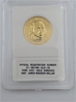 James Madison Dollar - Pure 24KT Gold Enriched