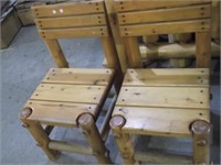 2 PINE COTTAGE CHAIRS, 2 LIMB WOOD END TABLES