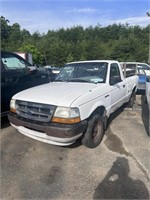 1998 FORD RANGER WHITE, 2 DOOR TRUCK, 137K MILES,