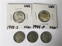1942-1945 Mixed Jefferson Nickels - Wartime  UNC