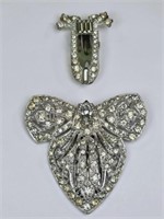 2 Early 1900s Rhinestone Fur Clips, Lovely