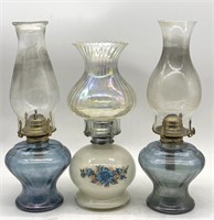 Glass Oil Lamps 14.75” Tall and Smaller