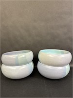 Four Blue and Purple Ceramic Bowls Signed Padilla