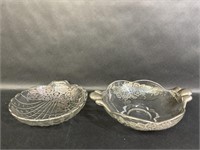 Two Glass Candy Dishes with Silver Accents