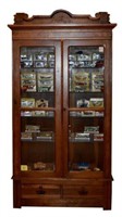 Antique Wood Display Case Full of Matchbox Cars
