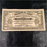 Rare Southern Oil United Profit Sharing Coupon