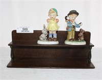 3 Pc Shelf and 2 Figurines