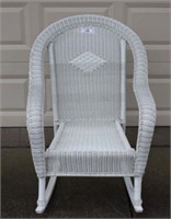 White Vinyl Wicker Rocking Chair