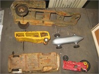 Lot of Old Metal Toy Truck Tractor Pieces / Parts