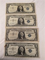 4 - 1957 One Dollar Silver Certificates