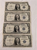 4 -1935 One Dollar Silver Certificates