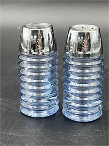 Anchor Hocking Blue Park Avenue Glass S&P Shakers