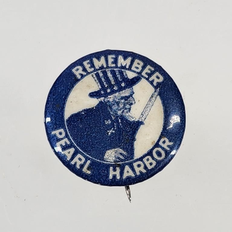 REMEMBER PEARL HARBOR UNCLE SAM PINBACK BUTTON