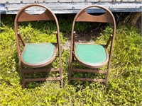 2 Vintage Folding Wooden Chairs
