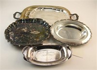 Lot #2172 - (5) silver plated tea service trays
