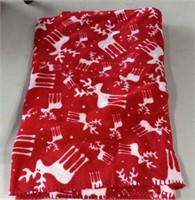 One red and white reindeer Christmas throw one