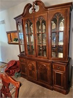 2 Piece Lighted China Hutch Cabinet - Very Nice