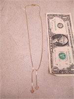 14K Marked Chain Necklace w/ Hearts - All
