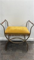 Mid century vanity stool, metal bottom, gold