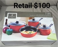 NEW Gibson Home 7 Piece Cookware Set Retail $100