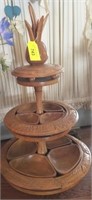 EXOTIC WOOD 3 TIER SERVING PC