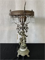 Bronze Figural Lamp w/Crystals - Missing Crystal