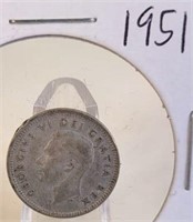 1951 Georgivs VI Canadian Silver Dime