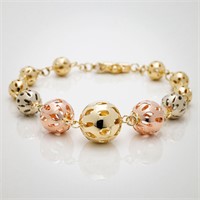 14kt Solid 3 Tone White Yellow Rose Gold Bracelet