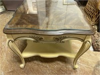 French Provincial Side Table w/ Glass Top