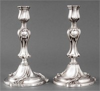 Christofle Silver Plate Candlestick Holders, Pair