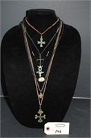 6 Necklaces W/ Religious/Crusaders Charms
