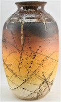 Signed Bruce Kaupanger Splatter Raku Vase