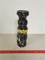 Handmade Pottery Candle Holder w Paint Splatter