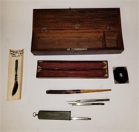 Wood Pencil Box with Writing Accessories