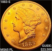 1883-S $20 Gold Double Eagle GEM BU PL