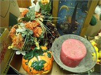 Ceramic Jack-O-Lantern, (2) Halloween Pictures,
