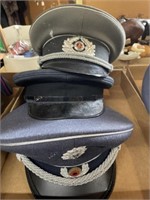 3 vintage hats, military