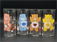 (4) 1983 Care Bears Pizza Hut Glass Cups 6”