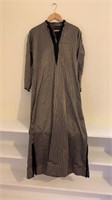 Men's Robe in Black & Silver Pinstripes