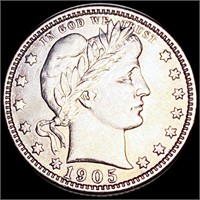 1905-O Barber Silver Quarter NEARLY UNCIRCULATED